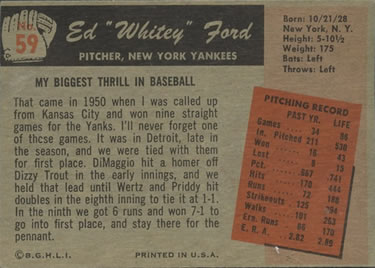 Whitey Ford  baseball card collectible - Main Image 2