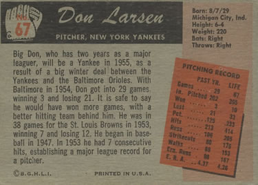 Don Larsen  baseball card collectible - Main Image 2