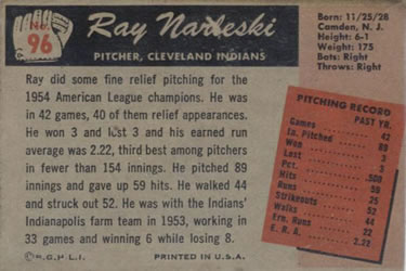 Ray Narleski  baseball card collectible - Main Image 2