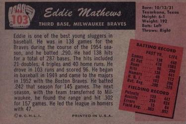 Eddie Mathews  baseball card collectible - Main Image 2