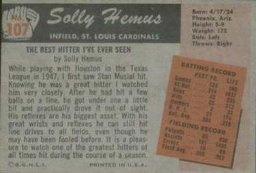 Solly Hemus  baseball card collectible - Main Image 2