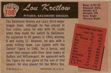 Lou Kretlow  baseball card collectible - Main Image 2
