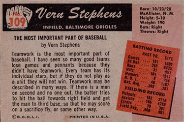 Vern Stephens  baseball card collectible - Main Image 2