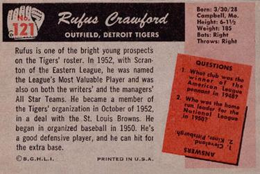 Rufus Crawford  baseball card collectible - Main Image 2