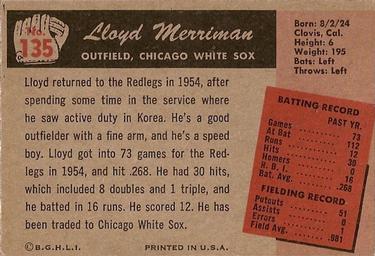 Lloyd Merriman  baseball card collectible - Main Image 2