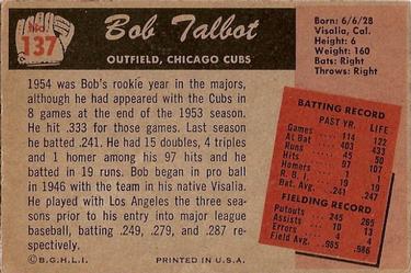 Bob Talbot  baseball card collectible - Main Image 2