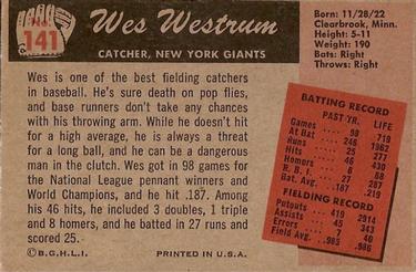 Wes Westrum  baseball card collectible - Main Image 2