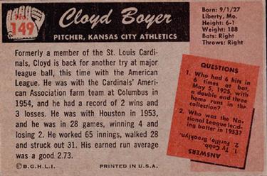 Cloyd Boyer  baseball card collectible - Main Image 2