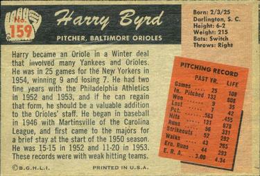 Harry Byrd  baseball card collectible - Main Image 2