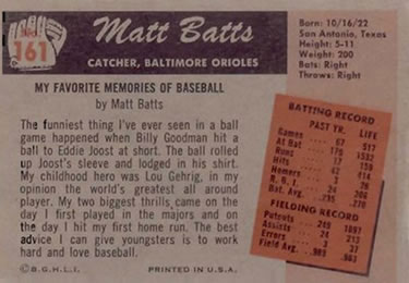 Matt Batts  baseball card collectible - Main Image 2