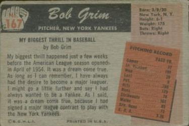 Bob Grim  baseball card collectible - Main Image 2