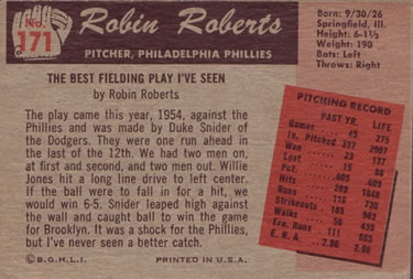 Robin Roberts  baseball card collectible - Main Image 2
