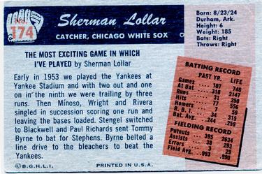 Sherm Lollar  baseball card collectible - Main Image 2