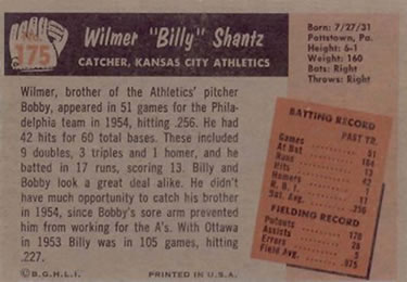 Billy Shantz  baseball card collectible - Main Image 2