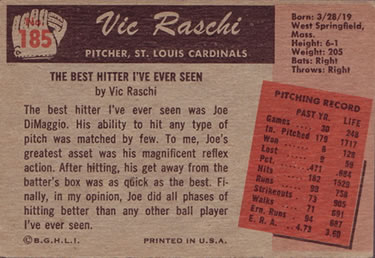 Vic Raschi  baseball card collectible - Main Image 2