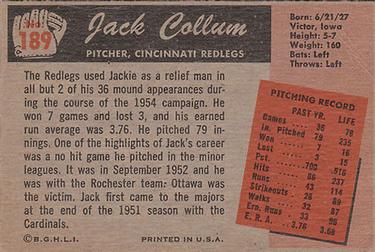 Jack Collum  baseball card collectible - Main Image 2