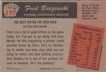 Fred Baczewski  baseball card collectible - Main Image 2