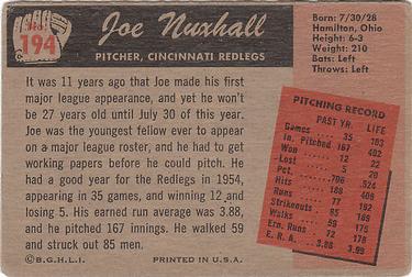 Joe Nuxhall  baseball card collectible - Main Image 2