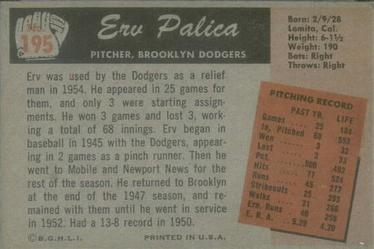 Erv Palica  baseball card collectible - Main Image 2
