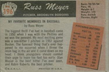 Russ Meyer  baseball card collectible - Main Image 2