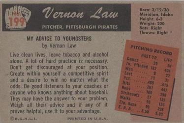 Vernon Law  baseball card collectible - Main Image 2
