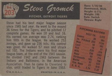 Steve Gromek  baseball card collectible - Main Image 2