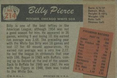 Billy Pierce  baseball card collectible - Main Image 2