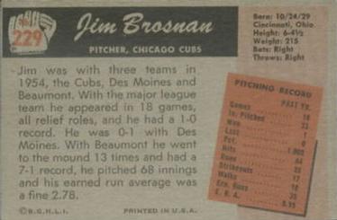 Jim Brosnan  baseball card collectible - Main Image 2