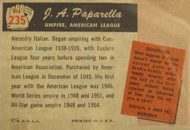 J.A. Paparella  baseball card collectible - Main Image 2