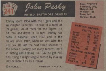 Johnny Pesky  baseball card collectible - Main Image 2