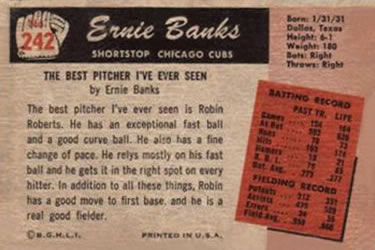 Ernie Banks  baseball card collectible - Main Image 2