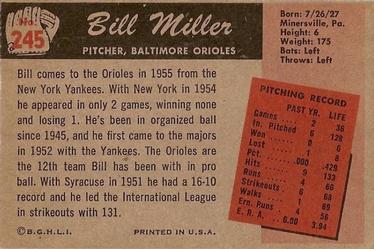Bill Miller  baseball card collectible - Main Image 2