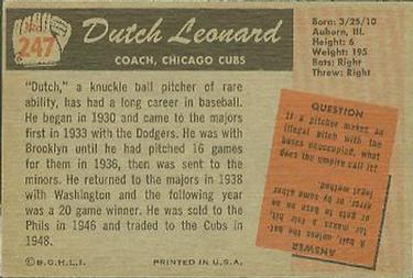 Dutch Leonard  baseball card collectible - Main Image 2