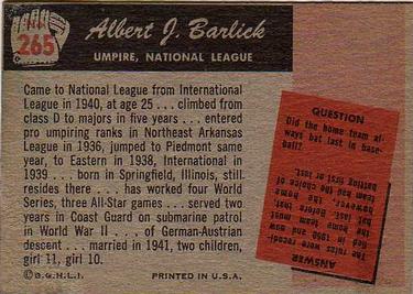Al Barlick  baseball card collectible - Main Image 2