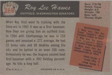 Roy Lee Hawes  baseball card collectible - Main Image 2