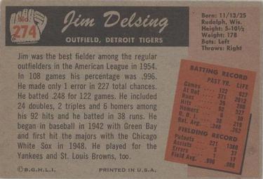 Jim Delsing  baseball card collectible - Main Image 2
