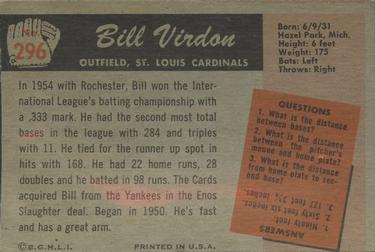 Bill Virdon  baseball card collectible - Main Image 2