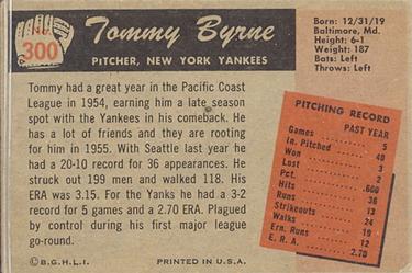 Tommy Byrne  baseball card collectible - Main Image 2