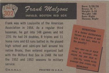 Frank Malzone  baseball card collectible - Main Image 2