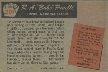 Babe Pinelli  baseball card collectible - Main Image 2