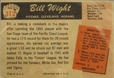 Bill Wight  baseball card collectible - Main Image 2