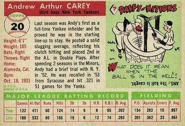 Andy Carey  baseball card collectible - Main Image 2