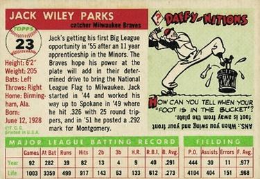 Jack Parks  baseball card collectible - Main Image 2