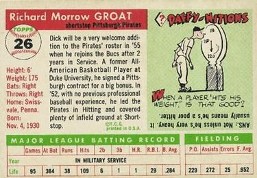 Dick Groat  baseball card collectible - Main Image 2