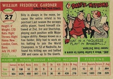 Billy Gardner  baseball card collectible - Main Image 2