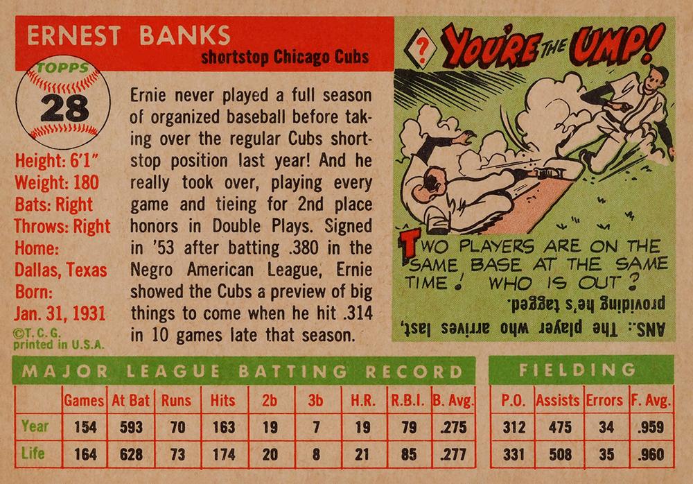 Ernie Banks  baseball card collectible - Main Image 2