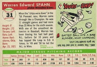 Warren Spahn  baseball card collectible - Main Image 2
