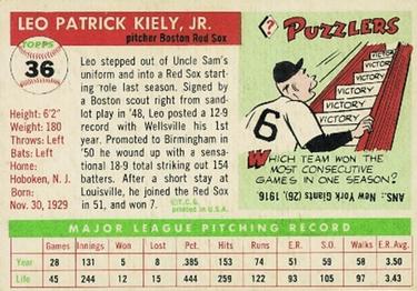 Leo Kiely  baseball card collectible - Main Image 2