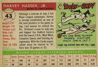 Harvey Haddix  baseball card collectible - Main Image 2