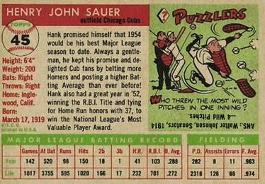Hank Sauer  baseball card collectible - Main Image 2